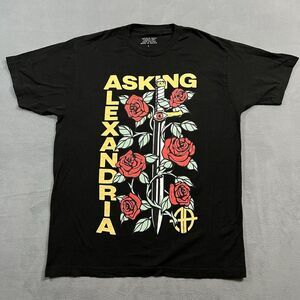 Asking Alexandria T Shirt Large Black Rose Sword Metalcore Post Hardcore Screamo